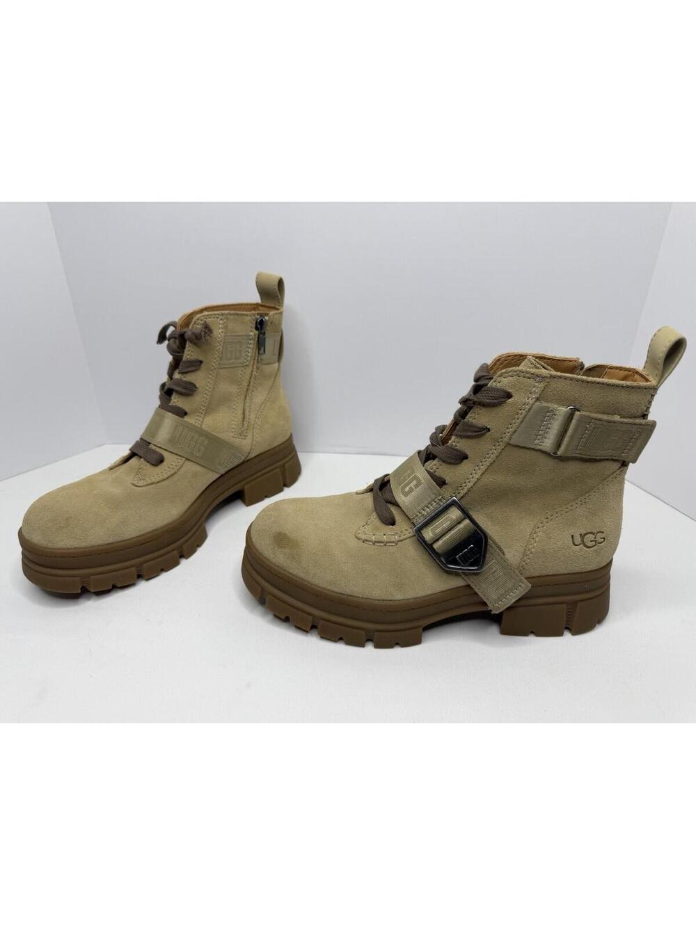 UGG Ashton  Size 7 Tan Suede Leather Lace Up Boots P155